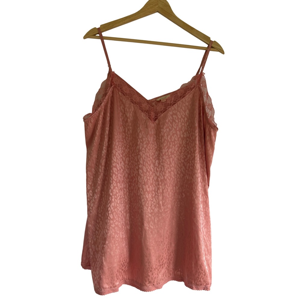 ODDI Pink Leopard Satin Lace Trim Camisole Top 2XL IT13525P